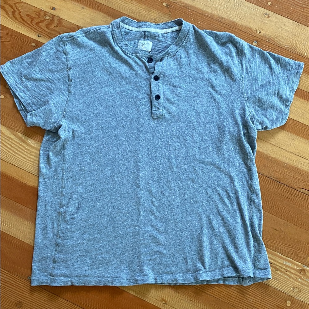 Rag & Bone Gray Knit Short Sleeve Henley Shirt XL
